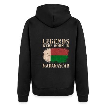 Vintage Design Malagasy Flag Madagascar - Unisex Premium Organic Zip Hoodie - black - Back - Nico (187cm)