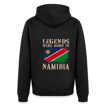 Vintage Design Namibian Flag Namibia - Unisex Premium Organic Zip Hoodie - black - Back - Nico (187cm)