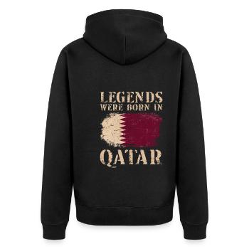Vintage Design Qatari Flag Qatar - Unisex Premium Organic Zip Hoodie - black - Back - Nico (187cm)