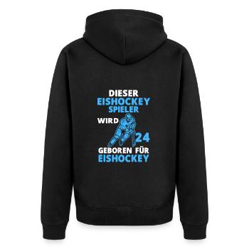 Eishockeyspieler 24 Jahre Eishockey 24 Geburtstag - Unisex Premium Bio Zip Hoodie - Schwarz - Hinten - Nico (187cm)