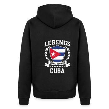 Vintage Design Kubanische Flagge Kuba - Unisex Premium Bio Zip Hoodie - Schwarz - Hinten - Nico (187cm)