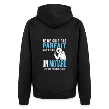 moto parfait motard humour homme motard - Veste à capuche bio Premium Unisexe - noir - Dos - Nico (187cm)