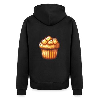 Cupkake Pixel Symbol Torte - Unisex Premium Bio Zip Hoodie - Schwarz - Hinten - Nico (187cm)