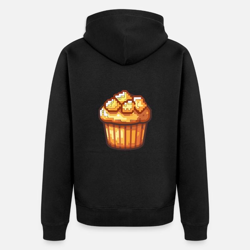 Cupkake Pixel Symbole Gâteau - Veste à capuche bio Premium Unisexe - noir