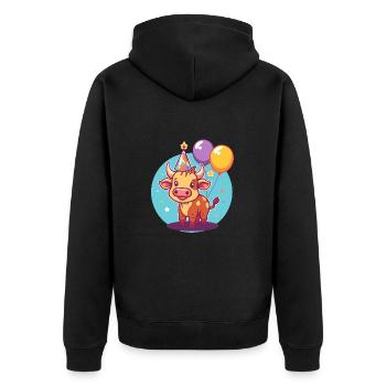 Stier Geburtstag Baby - Unisex Premium Bio Zip Hoodie - Schwarz - Hinten - Nico (187cm)