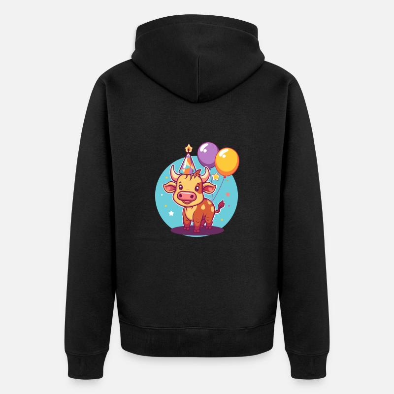 Taureau Anniversaire Bébé - Veste à capuche bio Premium Unisexe - noir