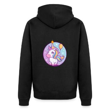 Licorne Anniversaire Bébé - Veste à capuche bio Premium Unisexe - noir - Dos - Nico (187cm)