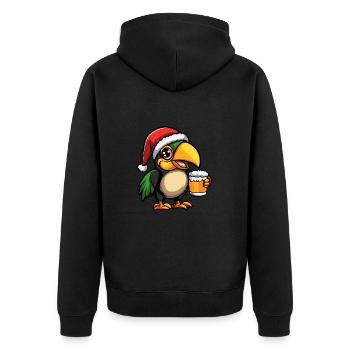 Toucan Bird Beer Xmas Christmas - Unisex Premium Organic Zip Hoodie - black - Back - Nico (187cm)