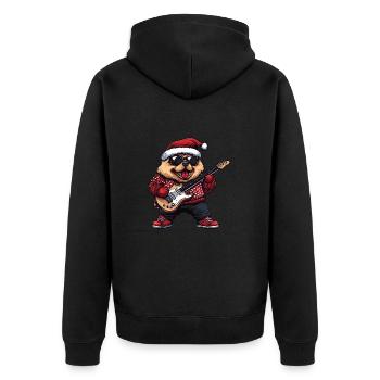 Chow Chow Hund Weihnachten Rocker Gitarre - Unisex Premium Bio Zip Hoodie - Schwarz - Hinten - Nico (187cm)