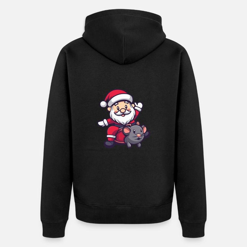 Maus Weihnachtsmann - Unisex Premium Bio Zip Hoodie - Schwarz
