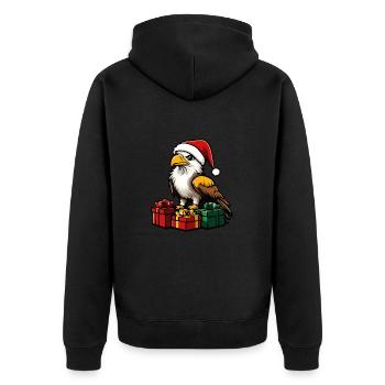 Adler Weihnachten Geschenke - Unisex Premium Bio Zip Hoodie - Schwarz - Hinten - Nico (187cm)
