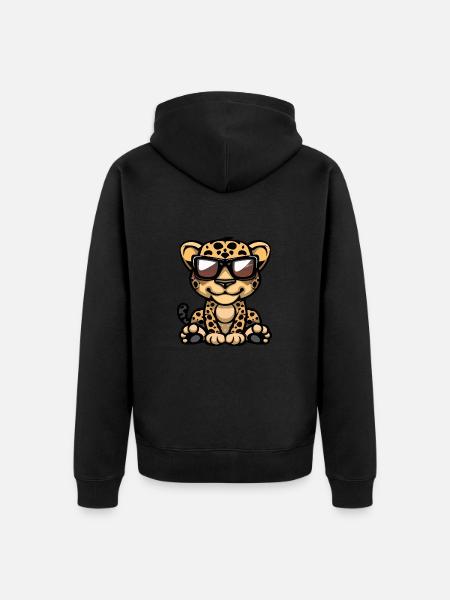 leopard animal - Unisex Premium Organic Zip Hoodie - black