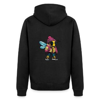 Biene Lustig Winter - Unisex Premium Bio Zip Hoodie - Schwarz - Hinten - Nico (187cm)