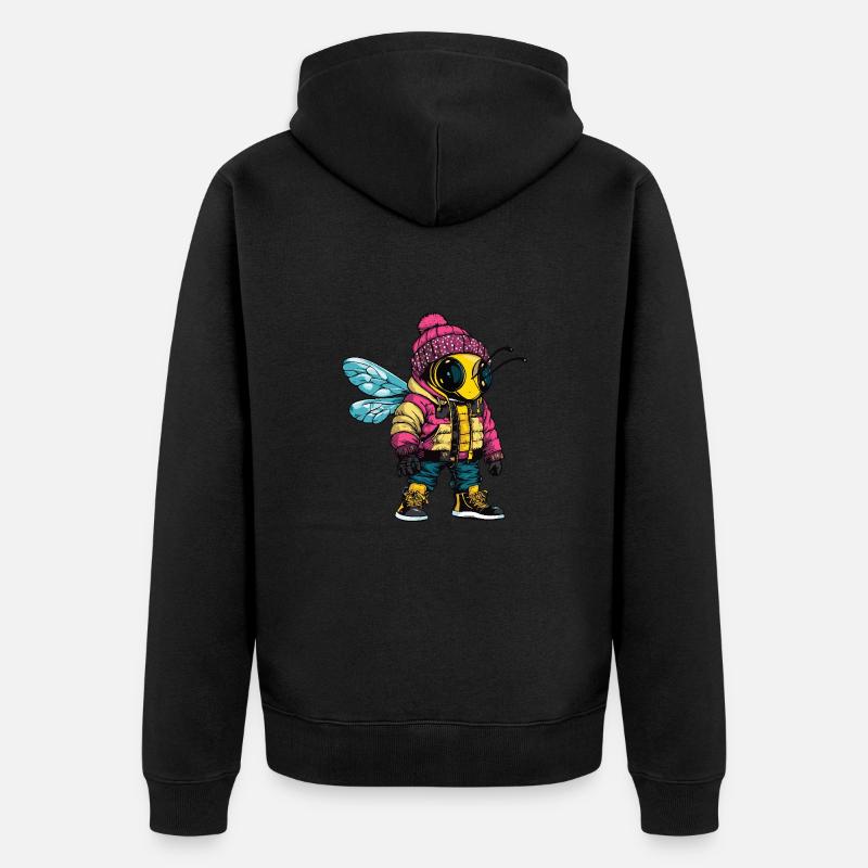 Abeille Drôle Hiver - Veste à capuche bio Premium Unisexe - noir