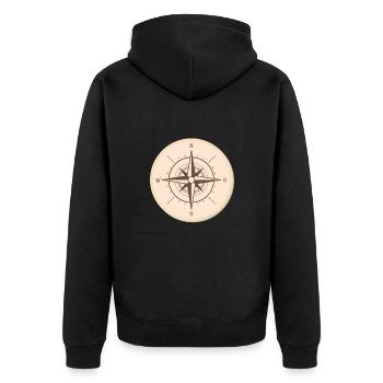 The compass rose finally compasses to indicate the North - Unisex Premium Organic Zip Hoodie - black - Back - Nico (187cm)