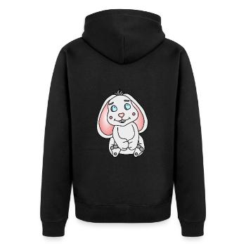 Süßer Hase mit Schlappohren - Unisex Premium Bio Zip Hoodie - Schwarz - Hinten - Nico (187cm)