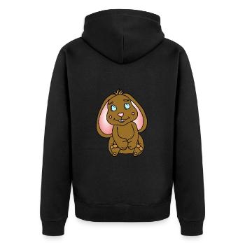 Süßer Hase mit Schlappohren - Unisex Premium Bio Zip Hoodie - Schwarz - Hinten - Nico (187cm)