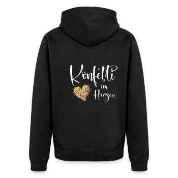 Köln Karneval Alaaf Jeck Party Konfetti Herz - Unisex Premium Bio Zip Hoodie - Schwarz - Hinten - Nico (187cm)