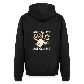Meine Ziegen rufen - Lustiges Ziegendesign - Unisex Premium Bio Zip Hoodie - Schwarz - Hinten - Nico (187cm)