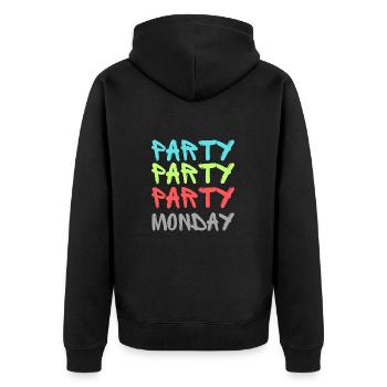 Party Party Party Monday (2) - Unisex Premium Bio Zip Hoodie - Schwarz - Hinten - Nico (187cm)