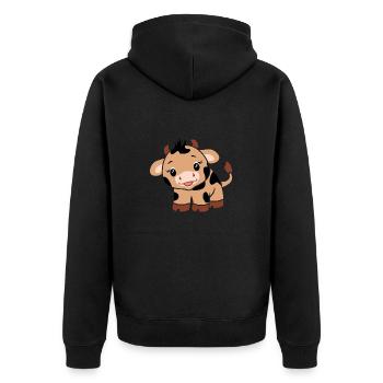 Bébé taureau surpris - Veste à capuche bio Premium Unisexe - noir - Dos - Nico (187cm)