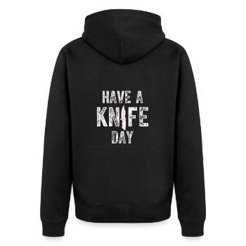 Have A Knife Day - Funny Knife Collector - Unisex Premium Organic Zip Hoodie - black - Back - Nico (187cm)