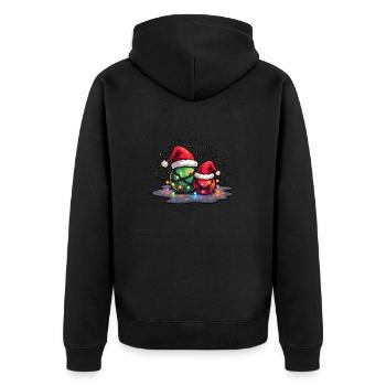 Pétanque Noël Officiel Boules Cadeau Noel - Unisex Premium Bio Zip Hoodie - Schwarz - Hinten - Nico (187cm)