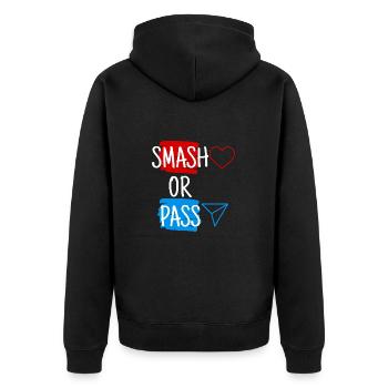 Smash or Pass - Unisex Premium Bio Zip Hoodie - Schwarz - Hinten - Nico (187cm)