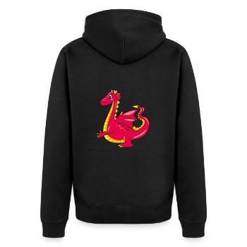 Cartoonartiger niedlicher Drache - Unisex Premium Bio Zip Hoodie - Schwarz - Hinten - Nico (187cm)