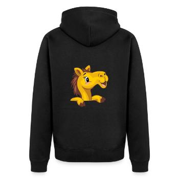 Happy peeking baby camel - Unisex Premium Organic Zip Hoodie - black - Back - Nico (187cm)