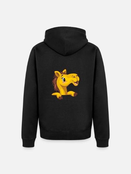 Fröhliches Baby-Kamel - Unisex Premium Bio Zip Hoodie - Schwarz