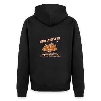 Grillmeister - Unisex Premium Bio Zip Hoodie - Schwarz - Hinten - Nico (187cm)