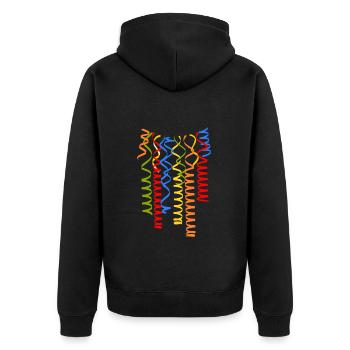 Luftschlangen Karneval Fasching Silvester Party - Unisex Premium Bio Zip Hoodie - Schwarz - Hinten - Nico (187cm)