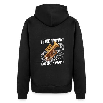 Tuba spielen - Unisex Premium Bio Zip Hoodie - Schwarz - Hinten - Nico (187cm)