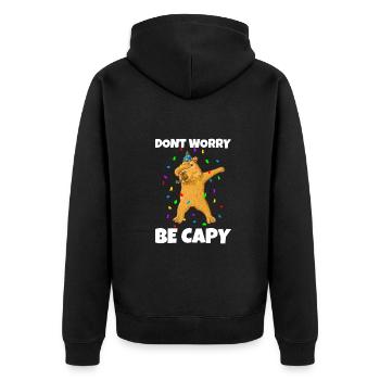 Dabbing Capybara Birthday - Unisex Premium Organic Zip Hoodie - black - Back - Nico (187cm)
