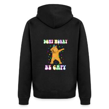 Capybara Birthday don't Worry be Capy - Unisex Premium Organic Zip Hoodie - black - Back - Nico (187cm)