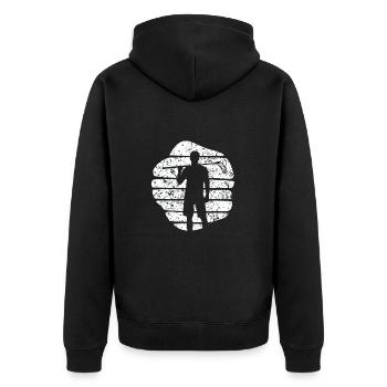 Floorball Floorball FLOORBALL Legend Floorballer - Unisex Premium Organic Zip Hoodie - black - Back - Nico (187cm)
