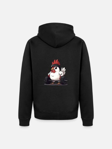 Deadlifting chicken - Unisex Premium Organic Zip Hoodie - black