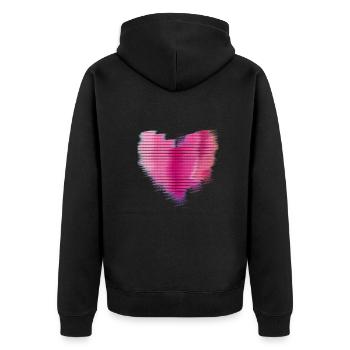 herzen,herz,liebe, love,rot, psychedelisch,pink - Unisex Premium Bio Zip Hoodie - Schwarz - Hinten - Nico (187cm)