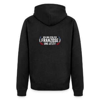 Franzose Französisch Frankreich - Unisex Premium Bio Zip Hoodie - Schwarz - Hinten - Nico (187cm)