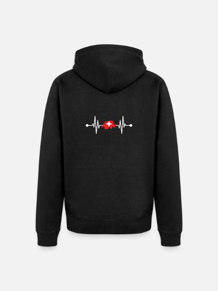 Schweizer Herzschlag Schweiz - Unisex Premium Bio Zip Hoodie - Schwarz