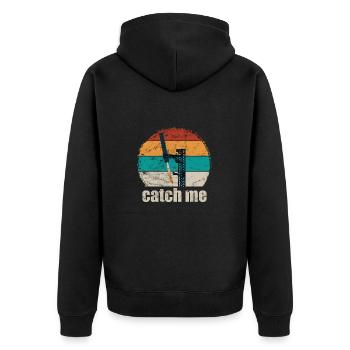 catch me - Raumfahrt - Rakete - Greifarme - Unisex Premium Bio Zip Hoodie - Schwarz - Hinten - Nico (187cm)