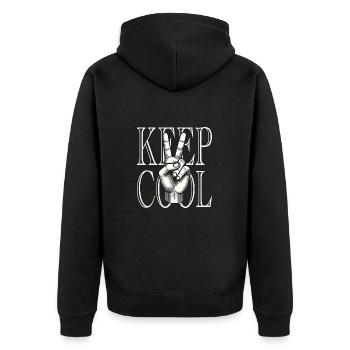 Peace Symbol für Männer die cool bleiben - Unisex Premium Bio Zip Hoodie - Schwarz - Hinten - Nico (187cm)