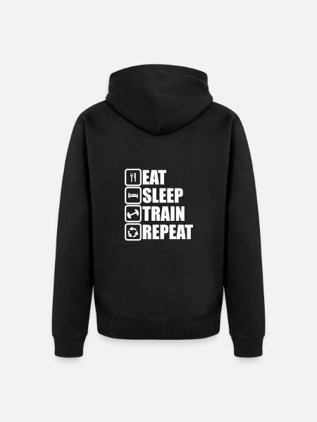 eat sleep train repeat - Unisex Premium Organic Zip Hoodie - black