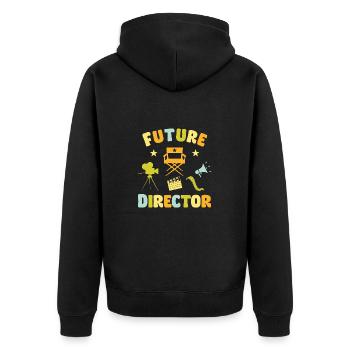 Future Director - Unisex Premium Bio Zip Hoodie - Schwarz - Hinten - Nico (187cm)