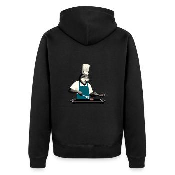 Grillmeister Wolf - Unisex Premium Bio Zip Hoodie - Schwarz - Hinten - Nico (187cm)
