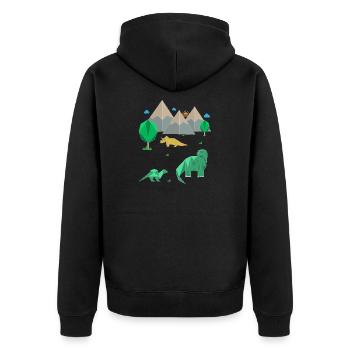 Dinosaurier Origami Urzeit Steinzeit T-Rex - Unisex Premium Bio Zip Hoodie - Schwarz - Hinten - Nico (187cm)