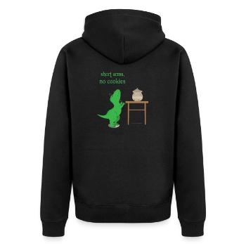 Kurze Arme Keine Kekse T-Rex Dinosaurier - Unisex Premium Bio Zip Hoodie - Schwarz - Hinten - Nico (187cm)