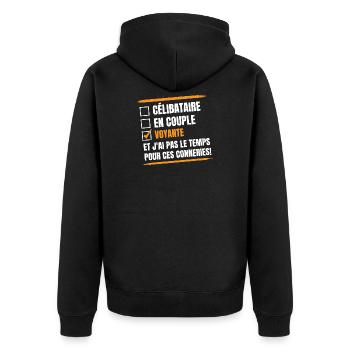 célibataire en couple NON VOYANTE - Veste à capuche bio Premium Unisexe - noir - Dos - Nico (187cm)