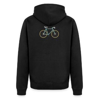 Rennrad / Singlespeed / Fahrrad - Unisex Premium Bio Zip Hoodie - Schwarz - Hinten - Nico (187cm)
